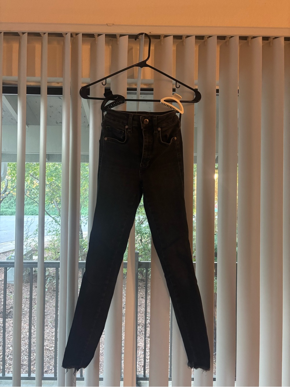 Black Skinny Jeans Size 24 Raw Hem Frayed High Waisted Dress